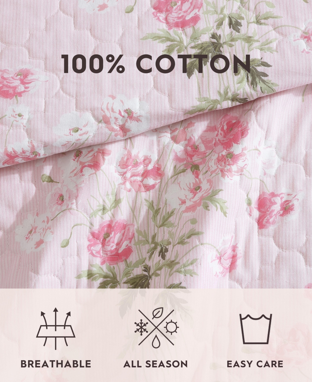Shop Laura Ashley Veronicas Bouquet Reversible 2 Piece Quilt Set, Twin In Pink,white