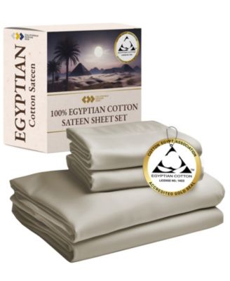 Certified Luxury 100% Egyptian Cotton Sheets, Queen Sheets for Queen Size Bed, 4 Piece Deep Pocket Bed Sheets Set, Sateen Cooling Sheets for Hot Sleepers by California Design Den