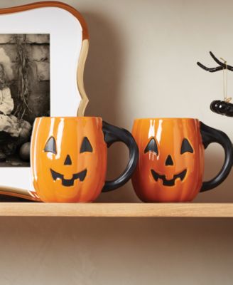 Porcelain Pumpkin Mugs, Set of 4