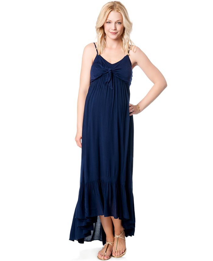 Jessica Simpson Maternity Tie-Front Maxi Dress - Macy's
