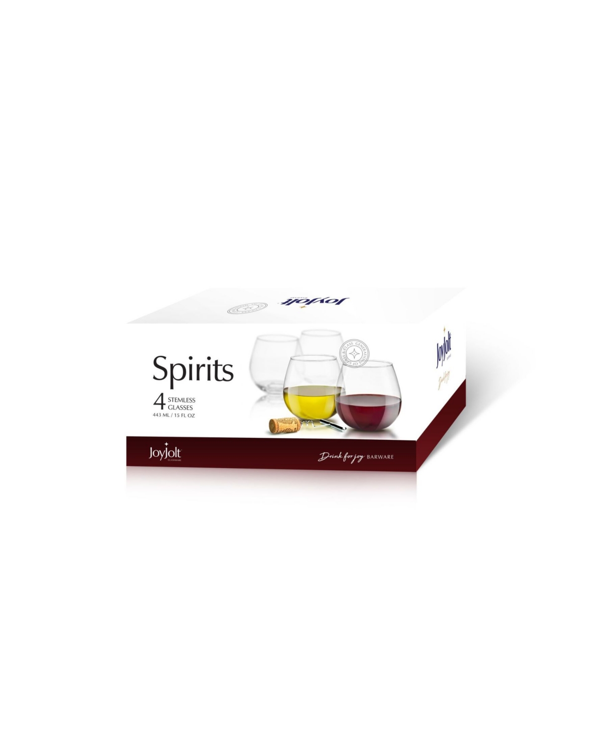 Joyjolt Spirits Stemless Red Wine Glasses, Set Of 4 In Clear