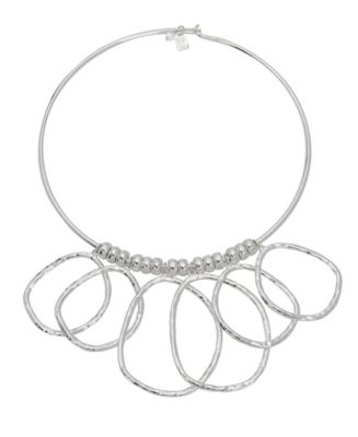 Robert Lee Morris Soho Silver Textured Ring Bib Wire Necklace - Macy's