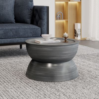 Sparling Modern Hourglass Coffee Table in Brushed Antique Iron
