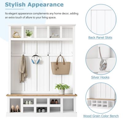 Streamdale 3-in-1 Space-Saving Hall Tree Seat, Shoe Storage, Shelves