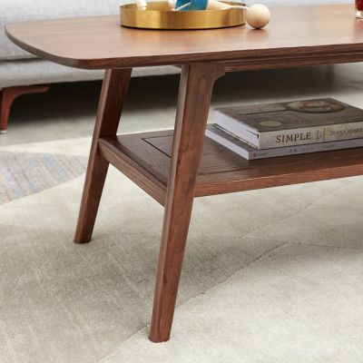 Streamdale North American Oak Solid Wood Coffee Table with Dual-Layer Storage
