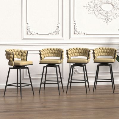 Premium Swivel Barstools with Woven Backrest