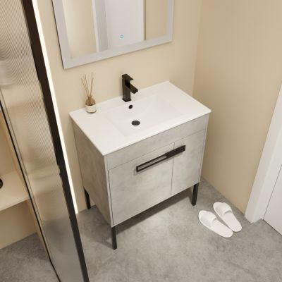 Dual-Purpose Bathroom Vanity Wall or Floor Mount with Shelf