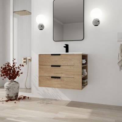 Space-Saving Bathroom Vanity with Self-Closing Drawers