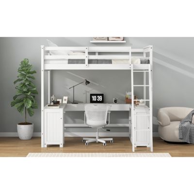 Streamdale U-Shape Loft Bed with Drawers and Shelves