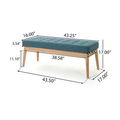 Mid-Century Modern Upholstered Bench with Button-Tufting