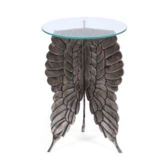 Simplie Fun Boho Glam Fairy Wing Side Table with Tempered Glass Top ...