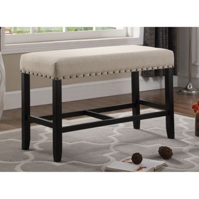 Fabric Counter Height Dining Bench with Nailhead Trim