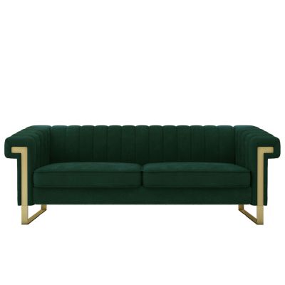 Modern Plush Sofa with Gold Accents Soft, Comfortable, and Stylish