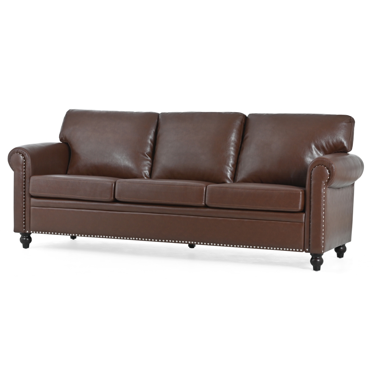 Simplie Fun Modern Sofa with Pocket Springs and Elegant Silver Bubble Nails