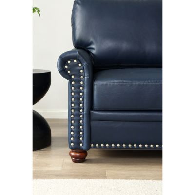  Navy Blue Faux Leather Sofa Chair