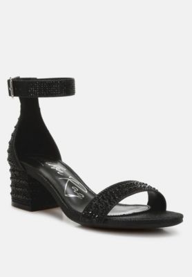 Women's Twerky Rhinestones Embellished Block Sandals