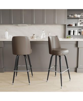 2 Pack Metal Barstool With Swivel Bucket Seat