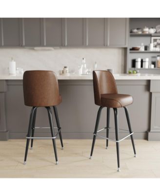 2 Pack Metal Barstool With Swivel Bucket Seat