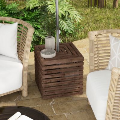 Outdoor Storage Box for Umbrella Base, Wooden End Table