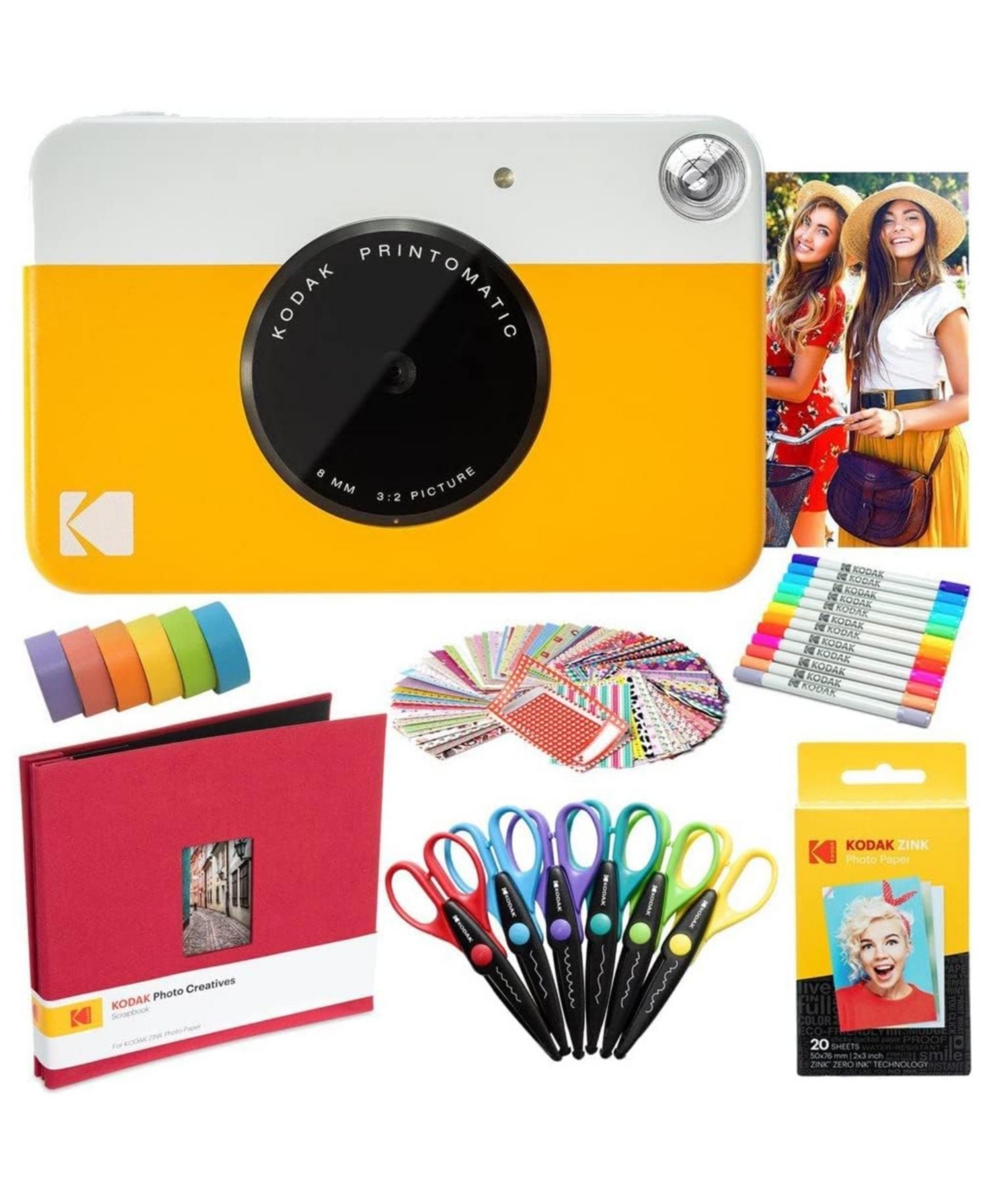 Kodak Printomatic Instant Print Camera Art Bundle w/Zink Photo Paper & More