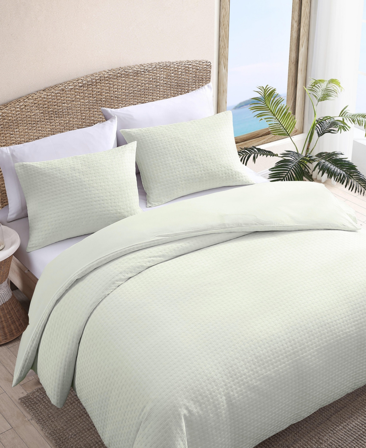 TOMMY BAHAMA HOME CLOSEOUT! TOMMY BAHAMA HOME BASKETWEAVE SOLID 3 PIECE DUVET COVER SET, QUEEN 