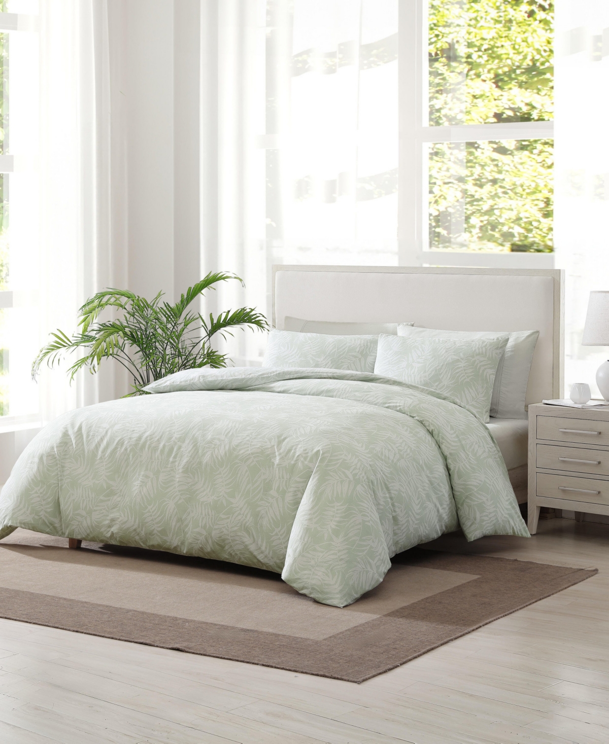 Tommy Bahama Home Art Of Palms Reversible 3 Piece Duvet Cover Set, Full/queen In Blue Lagoon