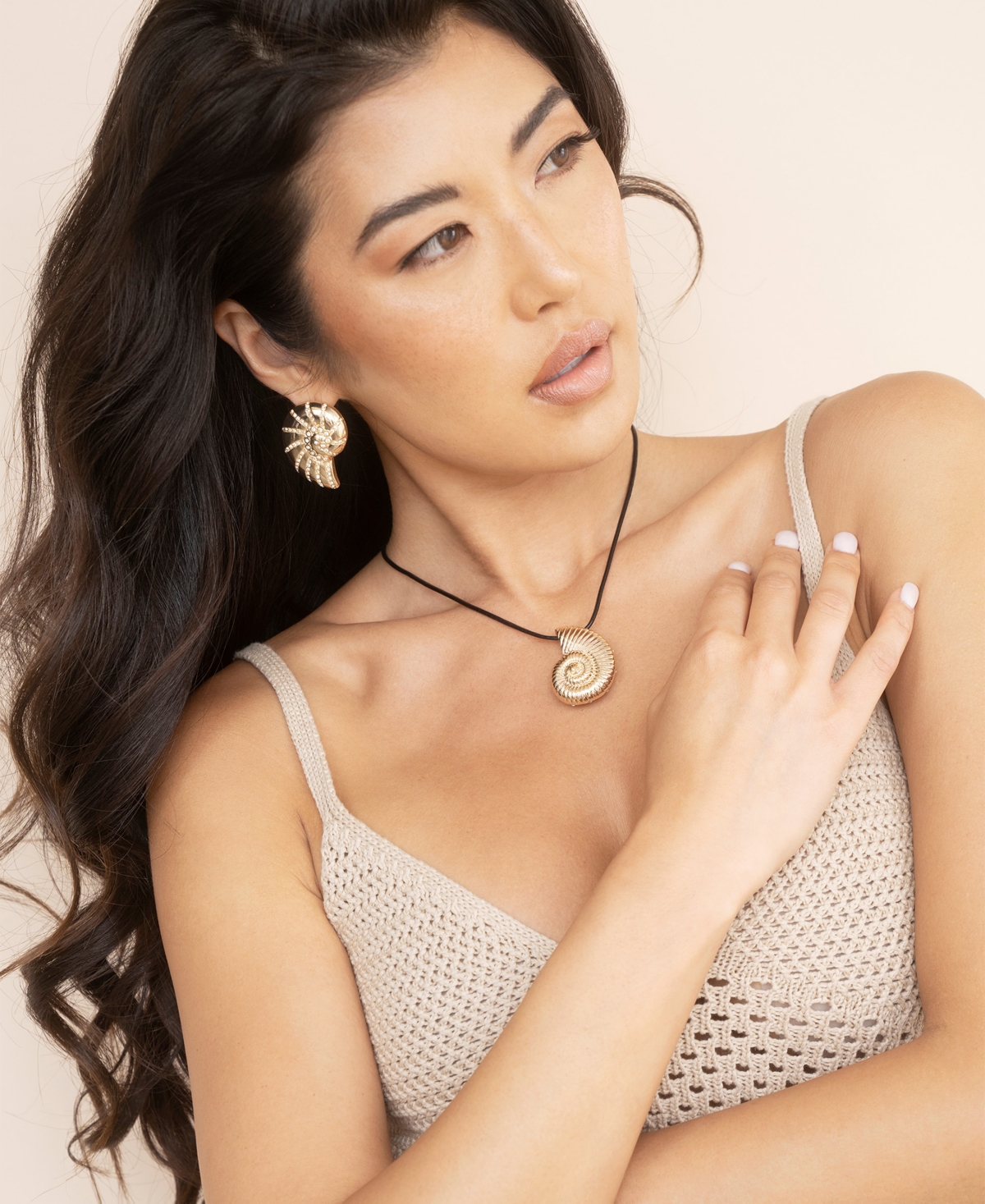 Ettika Studded Shell Statement Stud Earrings In Gold