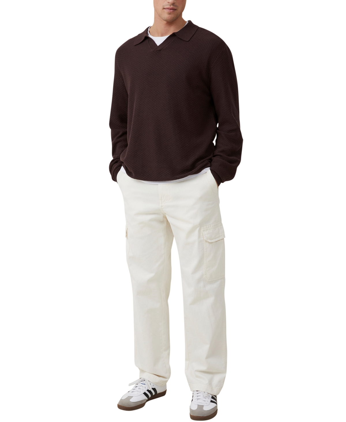 COTTON ON MEN'S JIMMY LONG SLEEVE POLO 