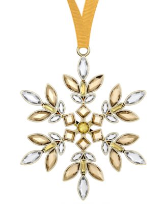 Swarovski - Gold Tone Crystal Hanging Snowflake Ornament