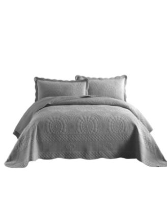 3 PCS 100% Cotton Oversized Bedspread Quilt Set Embroidery TF -King