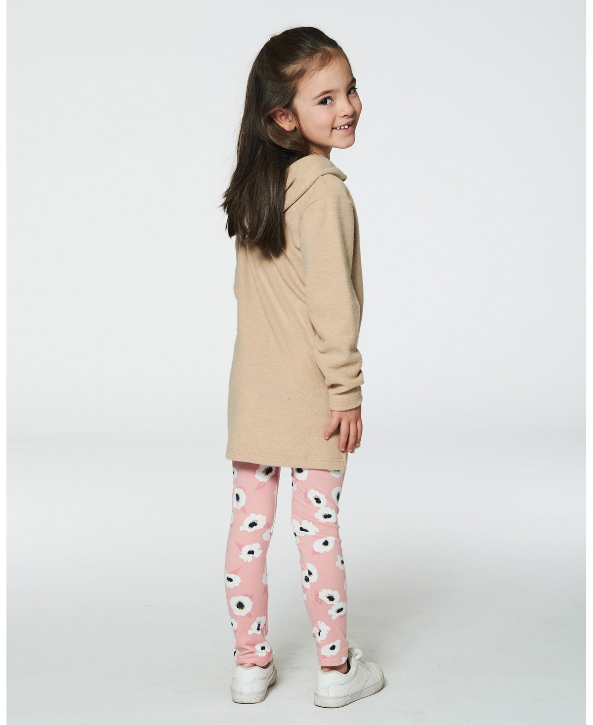 Deux par Deux Big Girls Printed Leggings Pink With White Flowers