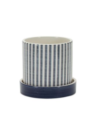 Geometric Pattern Planter With Plate (Set of 2)