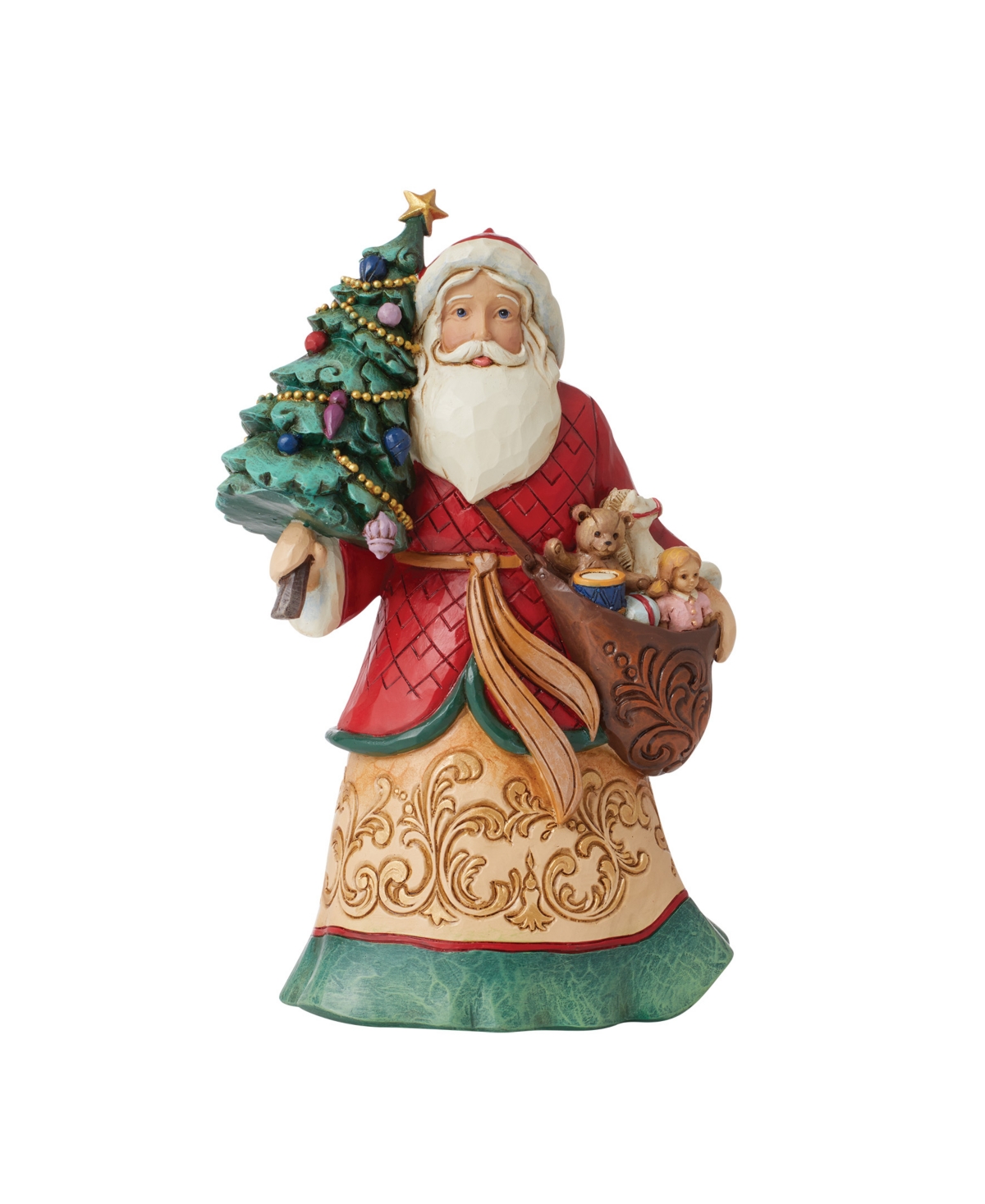 Jim Shore Santa With Tree And Toy Bag Figurine In Multi
