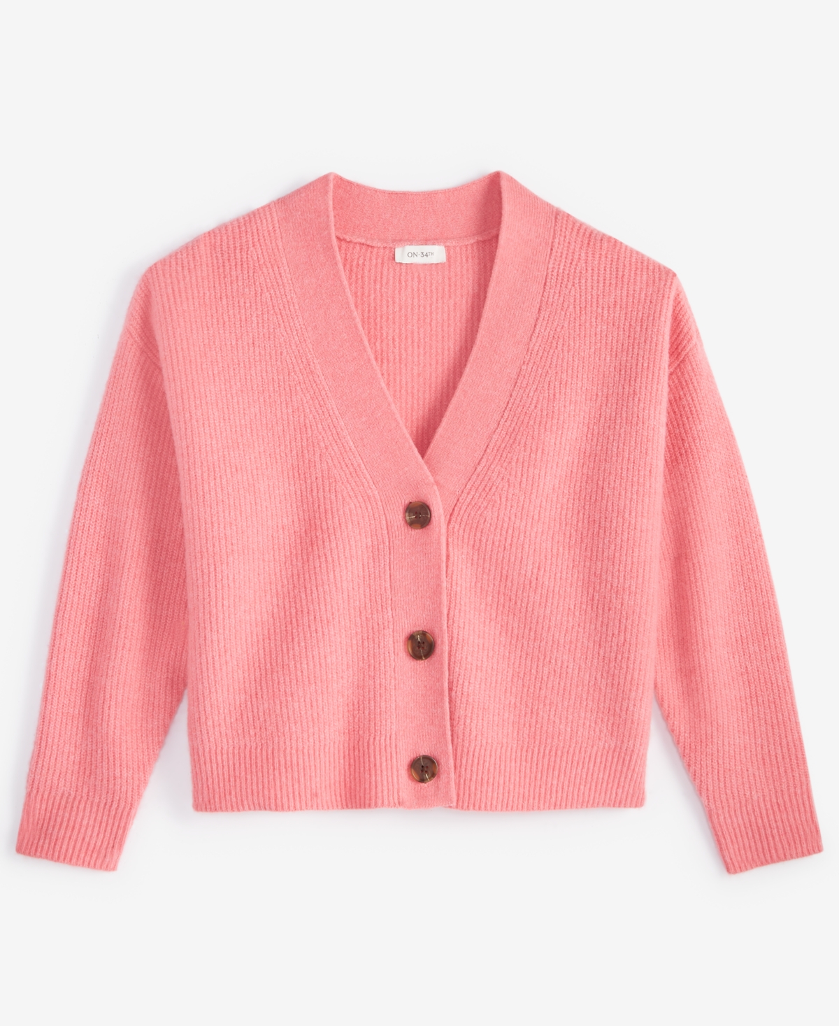 On 34th Women's Three-button Classic Cardigan, Created For Macy's In Strawberry Ice