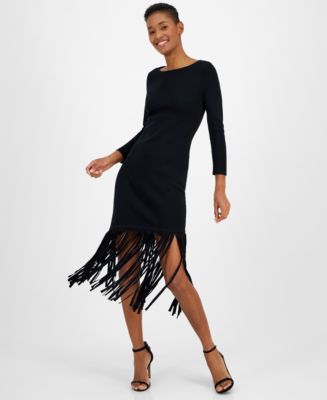 Anne Klein Women's Fringe A-Line Dress - Macy's