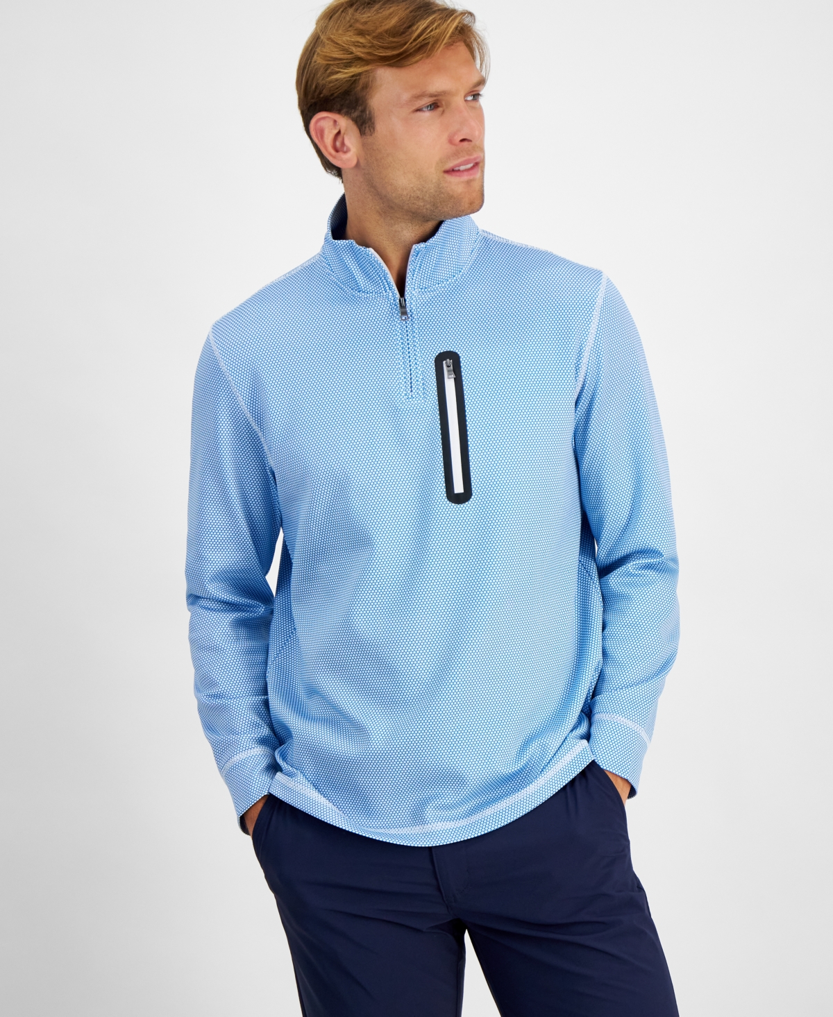 Men's Golf Tech Quarter-Zip Sweatshirt, Created for Macy's - Bright White