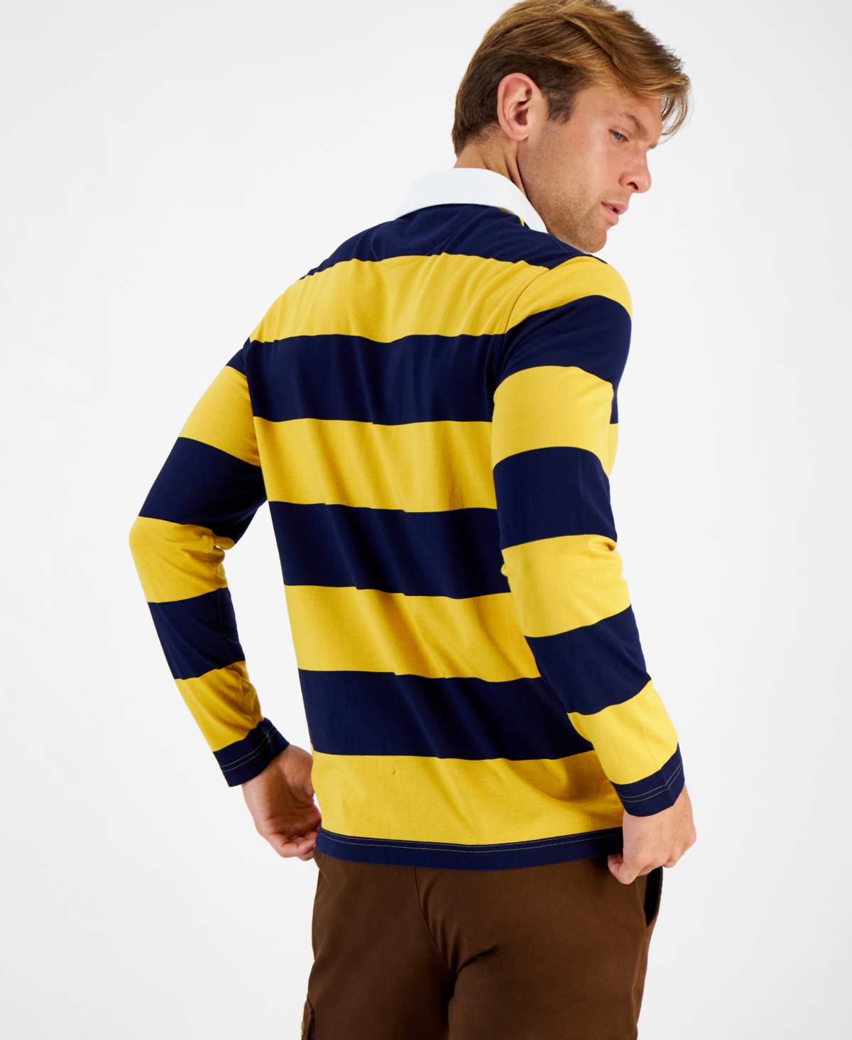 Club Room Men's Outdoors Regular-Fit Stripe Long-Sleeve Rugby Shirt, Created for Macy's