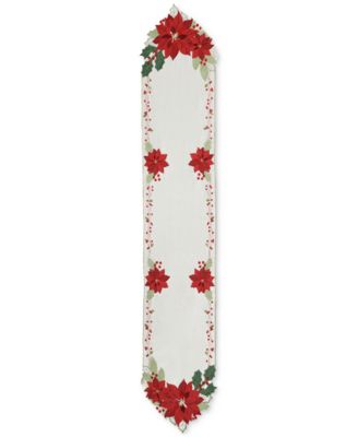 Poinsettia Cutwork Fabric Table Runner, 14" x 72"