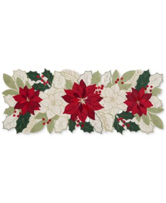 Poinsettia Cutwork Fabric Centerpiece Runner, 13"x 36"