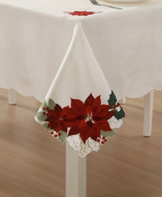 Poinsettia Cutwork Fabric Tablecloth, 60" x 120"