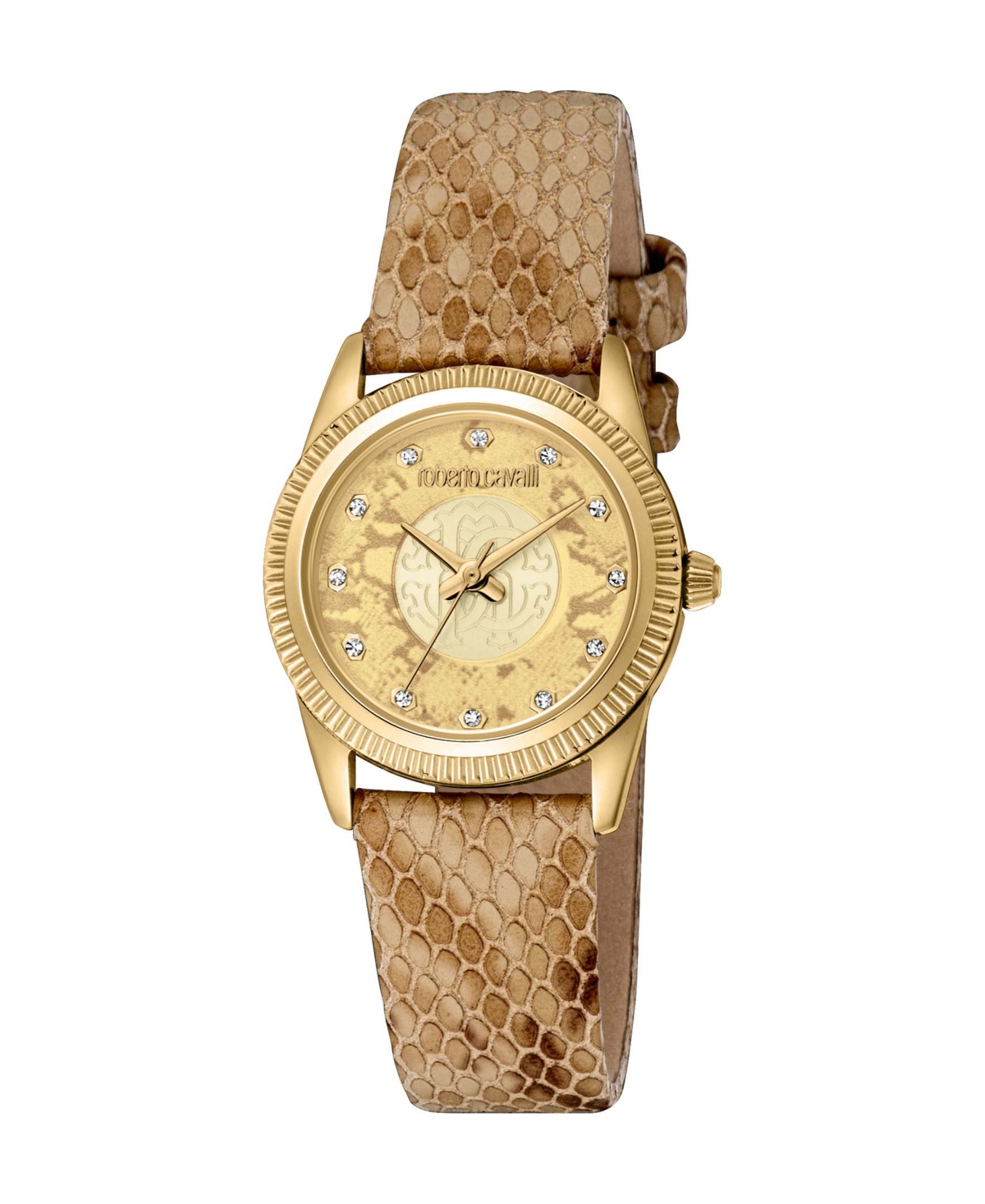ROBERTO CAVALLI WOMEN'S QUARTZ BROWN LEATHER WATCH 28MM 