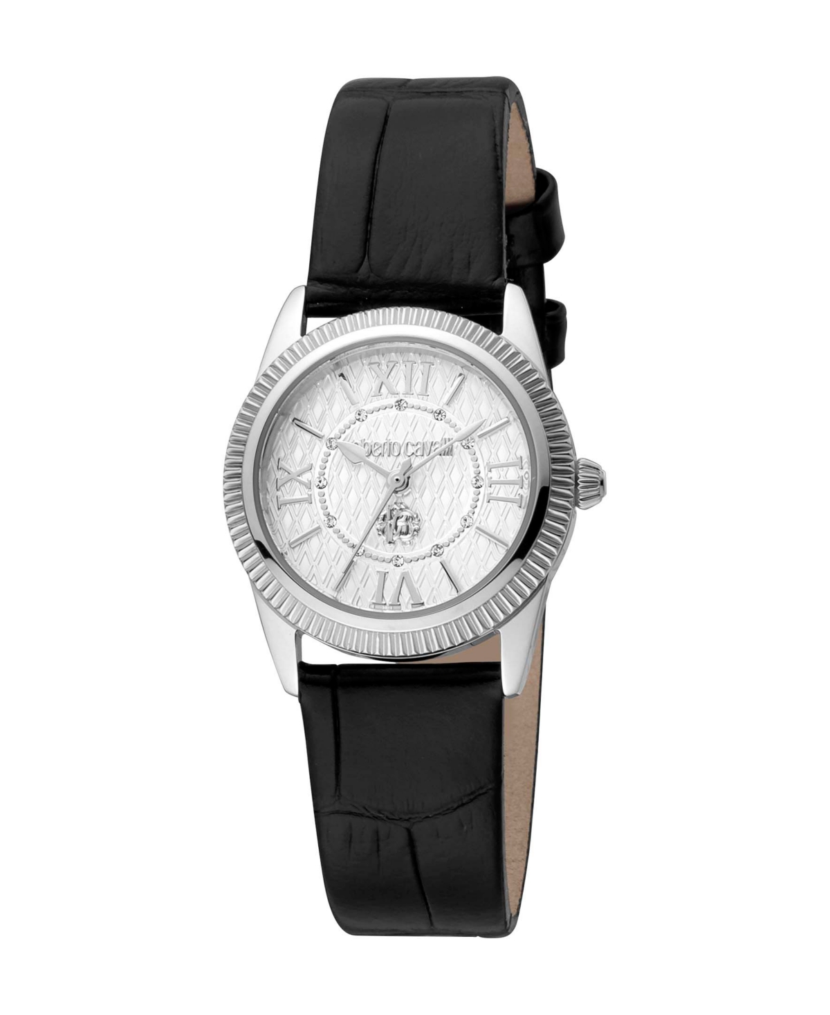 ROBERTO CAVALLI WOMEN'S QUARTZ BLACK LEATHER WATCH 28MM 