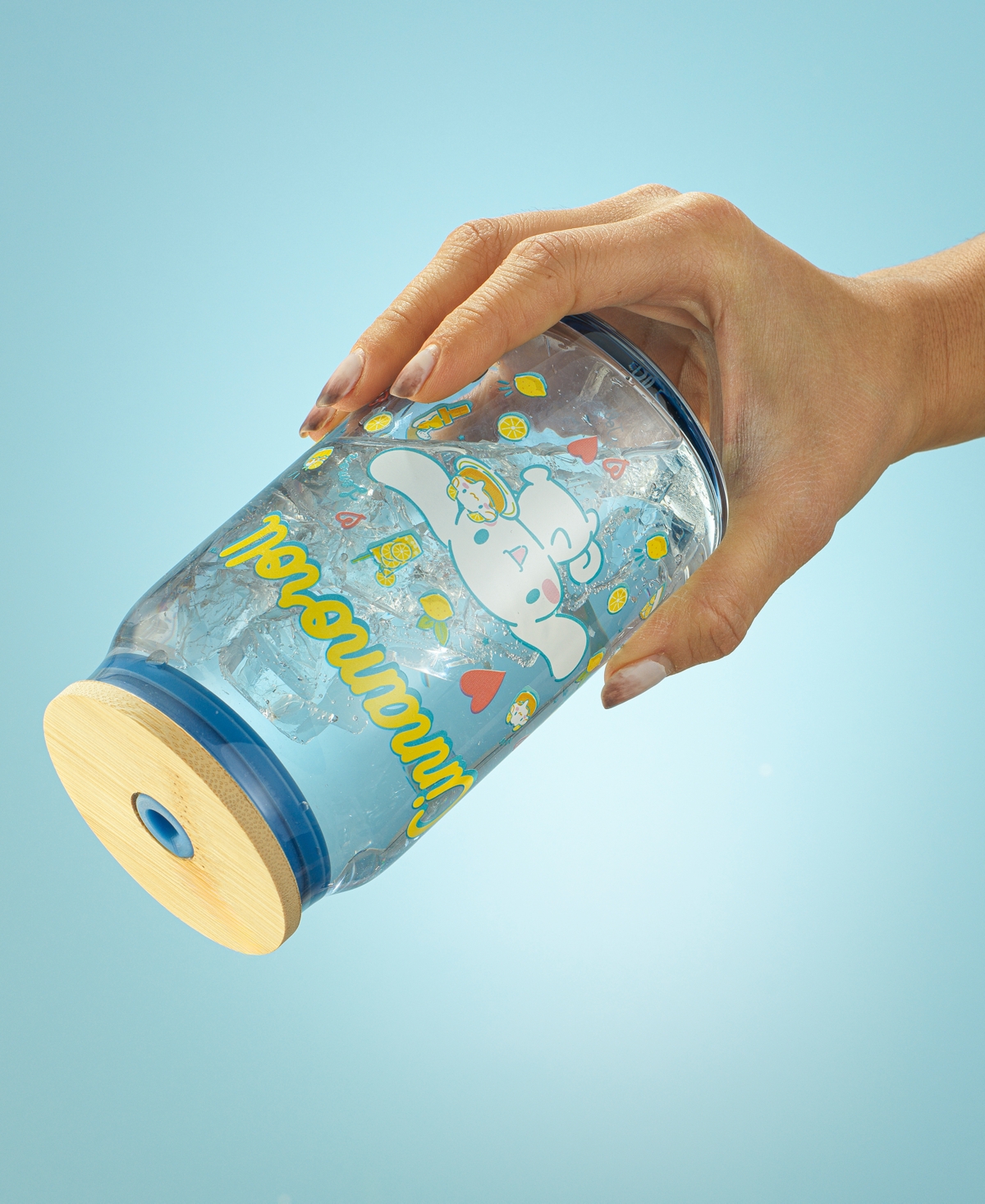 Shop Joyjolt Hello Kitty And Friends Favorite Flavor Cinnamoroll Can Shaped Glass Tumbler With Wood Lid And Straw In Multi