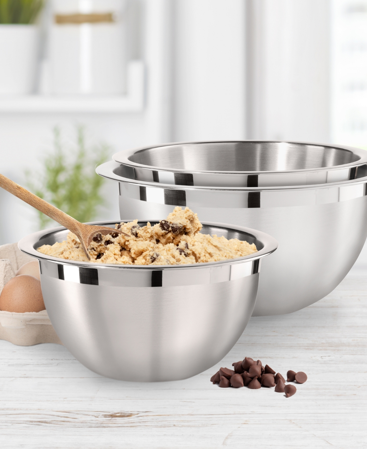 Oggi 3-quart Two-tone Stainless Steel Mixing Bowl In Stainless Steel