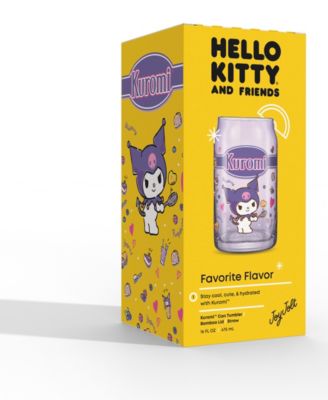 Hello Kitty and Friends Favorite Flavor Kuromi Can Shaped Glass Tumbler with Wood Lid and Straw