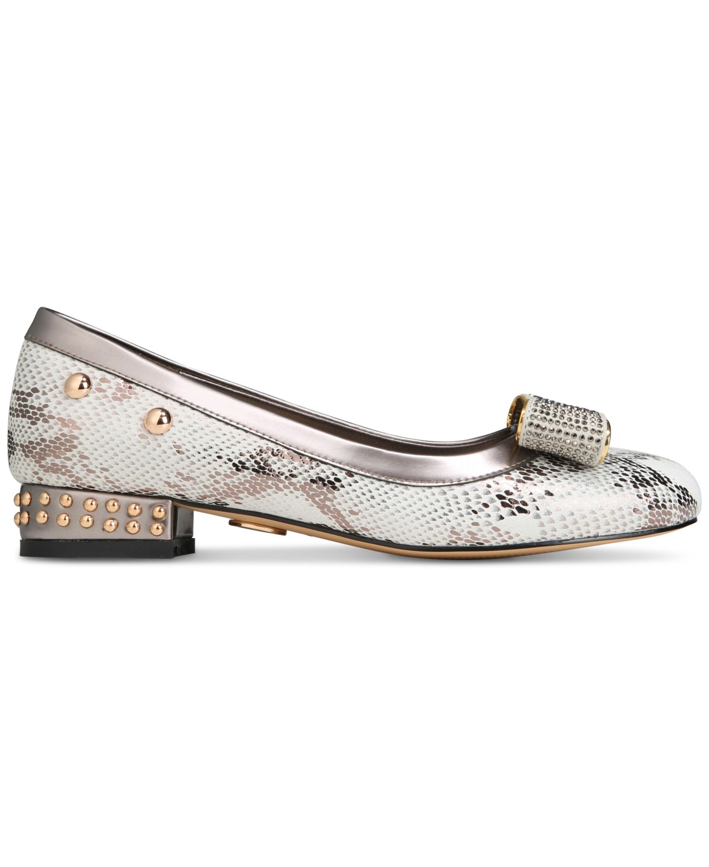 Женские балетки THINGS II COME London Luxurious Embellished Ballet Flats, цвет: Молочно-белый / Змеиный — фото 2