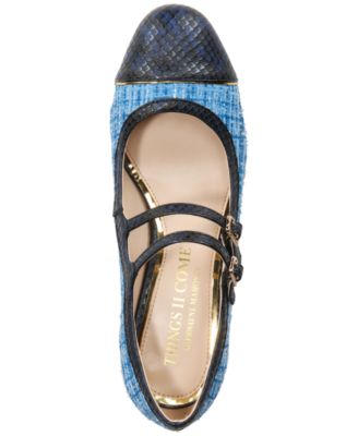 Women's Mela Luxurious Round-Toe Mary-Jane Block-Heel Pumps