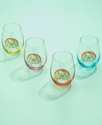 Hello Kitty Sweet Rainbow Stemless Drinking Glasses, Set of 4
