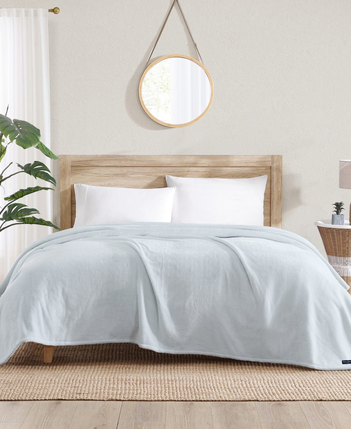 Tommy Bahama Home Solid Ultra Soft Plush Blankets In Blue Sea