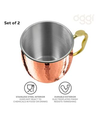 Set of 2, 18oz Hammered Stainless Steel Moscow Mule Mugs